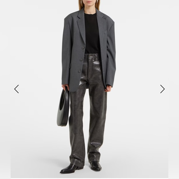 Agolde Charcoal High Rise Leather Pants - Picture 1 of 4